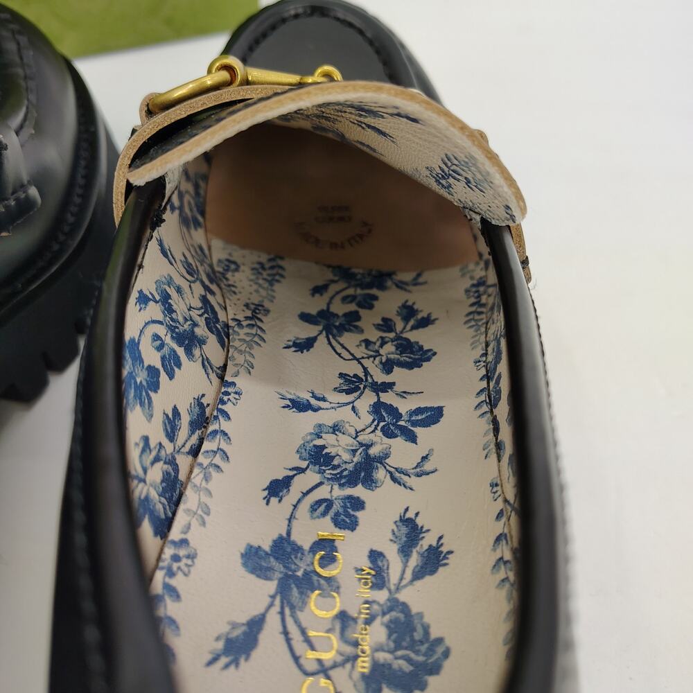 Gucci Harald Horsebit Platform Lug Loafers Bee Embroidery Size 38 - Picture 9 of 16